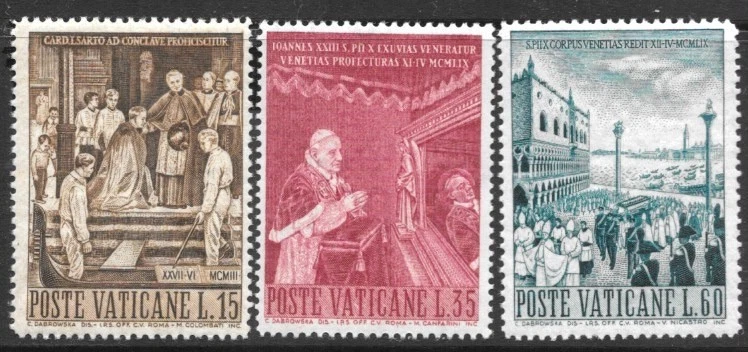 Sello de la Ciudad del Vaticano, 1960, sc # 281-83 (3), MNH / VA - 121 Foto 1 de 1