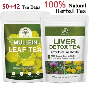 Liver Detox Tea Mullien Tea Natual Herbal Tea Bags Support Lung Health and Liver - Picture 1 of 16