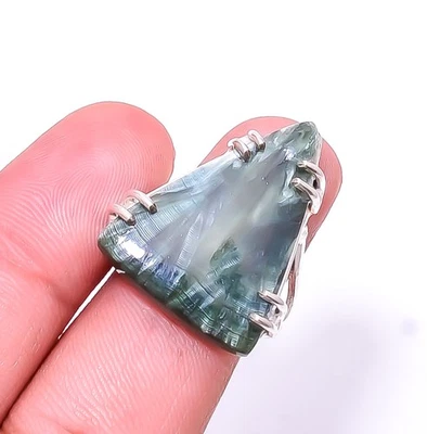 Anillo hecho a mano de plata de ley 925 solitario Rusia serafinita s.7,5 R169 Foto 1 de 4