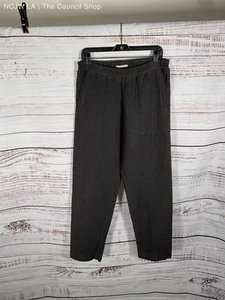Black Crane Cotton Linen Blend Carpenter Gray Boho Pants Size L - Picture 1 of 6