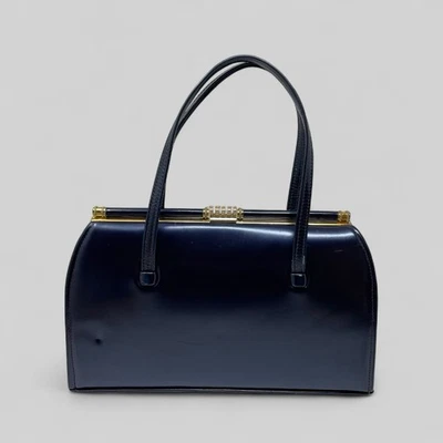 VTG Handbag Vanity Fayre Blue Faux Leather Framed Purse 50’s 60’s Grandmacore - Image 1 of 4