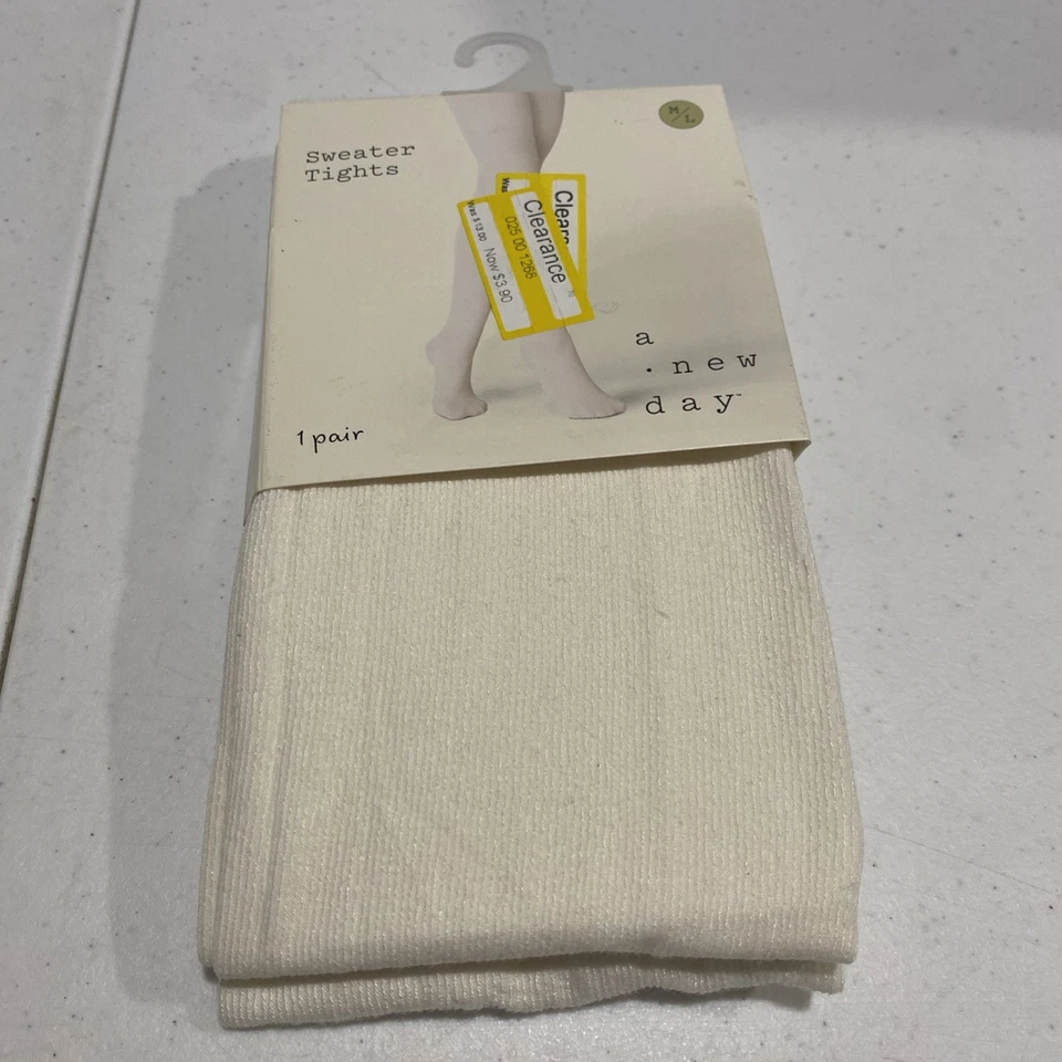 A New Day Sweater Tights Womens Size Medium/Large Ivory Knit Dog Bone M/L - Image 1 of 4