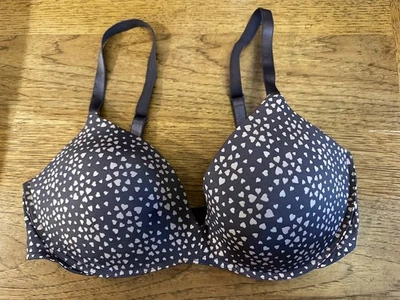 Victoria's Secret Tornado Gray Hearts 40C Sexy Tee Wireless Push Up Bra VS!!! - Image 1 of 2