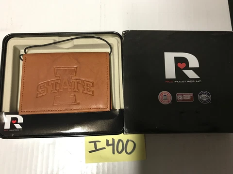 🔆 Iowa State Cyclones Wallet‼Premium Brown LEATHER TRIFOLD Embossed University‼ Cover