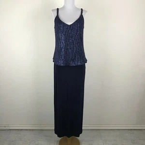 Vintage 90s Alex Evenings Cocktail Dress Size 8 Blue Glittery Stretch Sleeveless - Picture 1 of 5