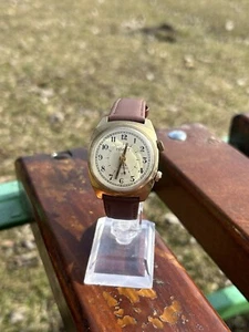 Vintage Watch Poljot Alarm Retro Gold USSR Mechanical Soviet Wristwatch 1980s - Picture 1 of 23