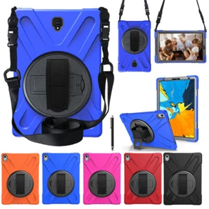 Shockproof Case For Samsung Galaxy Tab A E S2 S3 S5E Stand Hybrid Cover W/ Strap - Afbeelding 1 van 20