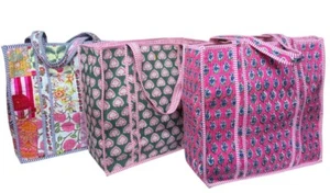 Quilted Cotton Reversible Tote Bag Eco friendly Large Grocery Shopping Beach Bag - Picture 1 of 19