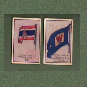 2 different SIAM cigarette cards tobacco inserts old Thailand flags RARE ** #556