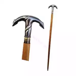 Shiny Brass Designer Handle Wooden Walking Cane Walking Stick Antique Style Gift - Bild 1 von 8