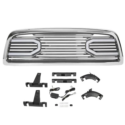 For Dodge Ram 1500 2009-2012 Chrome Big Horn Front Grille+Shell W/ LED lights - Image 1 of 4