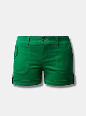 Torrid 3.5 Inch Military Stretch Twill Mid-Rise Cuffed Short Green 10 #41261 - Image 1 of 4