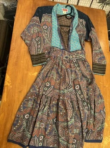 Selten Vintage 70er Jahre Kenzo Paris Wolle Paisley Top und Rock Set Made in France Damen S - Bild 1 von 23
