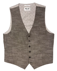 Herren Weste GRÖSSE LARGE 40" Brustumfang Normal WD NY Schwarz Baumwolle Leinen Klassisch Braun - Bild 1 von 6