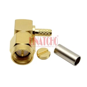 10 PIEZAS LMR100 RG316 RG174 50-1.5 Cable 90 Crimpado SMA Macho Conector de Ángulo Recto - Imagen 1 de 10