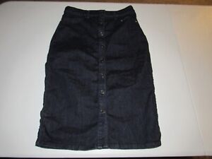 Banana Republic Women's Pockets Knee Length Button Blue Jean Denim Skirt Size 4