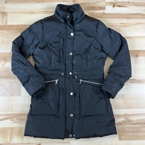 Tribal Down Puffer Jacket Womens Small Black Long - Picture 1 of 11