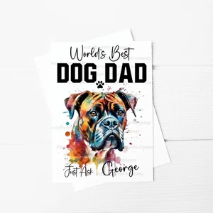 World's Best Dog Dad Boxer Dog A5 Card, Fathers Day Card from the dog - Picture 1 of 1