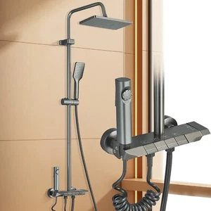 Grifo de ducha de lluvia juego de ducha mezclador sistema de ducha ducha de mano acero inoxidable - Imagen 1 de 14