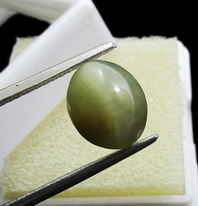Piedra preciosa suelta 100 % natural ojo de gato 4,70+ quilates certificada con regalo gratis - Imagen 1 de 6