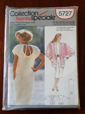 BURDA PATTERN - 5727 LADIES OVERSIZED JACKET DRESS BACK CUT-OUTS 8-20 UNCUT  - Image 1 of 2