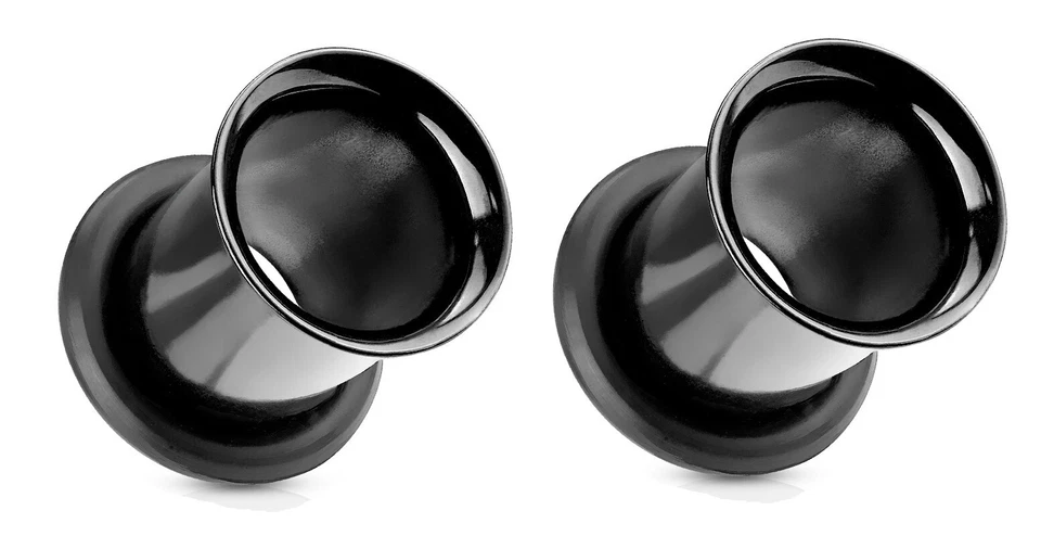 Par 0g-1" Acero Negro Titanio Túneles de Oreja Medidores Tapones Medidor Estiramiento 9/16 Foto 1 de 1