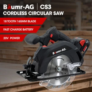 BAUMR-AG 20V 165mm Circular Saw Handheld Cordless Battery Compact Small Tool - Picture 1 of 9