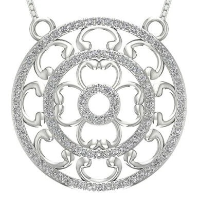 Designer Circle Pendant Necklace VS1 E 1.60 Ct Natural Diamond 14K Gold 1.18Inch - Image 1 of 4