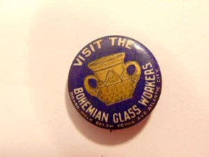 vintage 1896 pin advertising the Bohemian Glass Works, Atlantic City - Picture 1 of 6