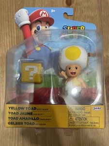 NEW Jakks Pacific World of Nintendo 4" Mario Yellow Toad Question Block Figure - Picture 1 of 4