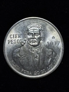 ** MEXIKO 1977 Low 7'S Mo , 100 Pesos Silber ** - Bild 1 von 2
