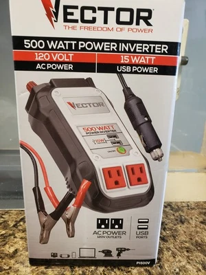VECTOR 500 Watt Power Inverter, Dual Power Inverter, USB Charging Ports PI500V - Image 1 of 4