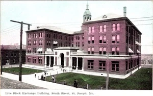 St Joseph, MO Missouri LIVE BÖRSE GEBÄUDE ca 1910 Vintage Postkarte - Bild 1 von 2