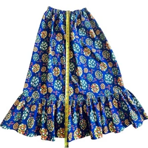 Vintage 60s 70s Floral Skirt Sz Large Midi Stretch Waist Groovy Boho USA Hippie - Picture 1 of 10