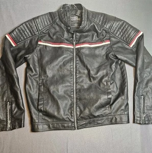 VTG Hard Edge Jacket Mens Size Large Black Red Stripes W/Shoulder Ribbed 5 Pckts - Picture 1 of 12