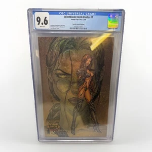 Witchblade Tomb Raider #1 CGC 9.6 Speckle Holofoil 1998 Top Cow Rare Comic Image - Picture 1 of 5
