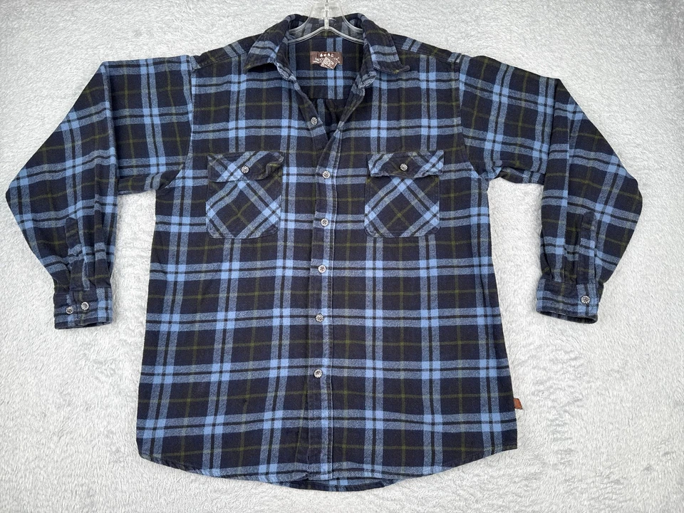 Moose Creek Shirt Men Large Tall Blue Green Flannel Plaid Button Up 100% Cotton - Image 1 of 4