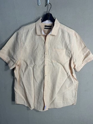 Camisa Saks Fifth Avenue Para Hombres 2XL Mezcla de Lino Manga Corta Calce Clásico Naranja Foto 1 de 4