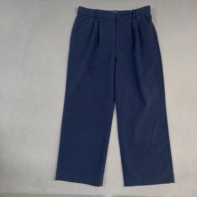 Pantalones Abercrombie Fitch Mujer 16 Azul Pierna Ancha Rectos Plisados Mezcla Poliéster Foto 1 de 4