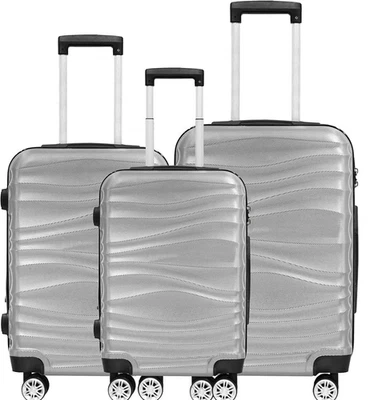 DMS BK-3002 Trolley Hartschalenkofferset Reisekofferset 3-Teilig 4 Rollen Silber - Bild 1 von 4