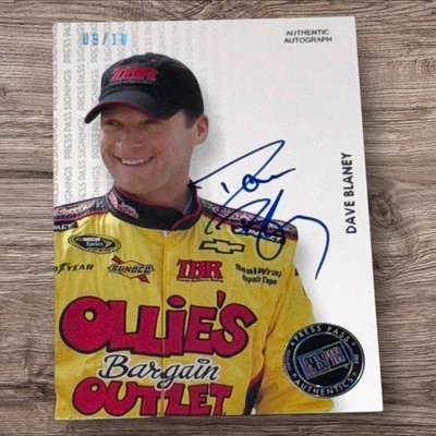 Dave Blaney PACK PULLED NASCAR signed card 2013 PRESS PASS SIGNINGS HOLO #09/10 - Image 1 of 2