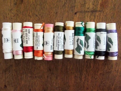 11 spools Au Ver a Soie twisted silk thread SOIE PERLEE French 10 meters each - Image 1 of 3