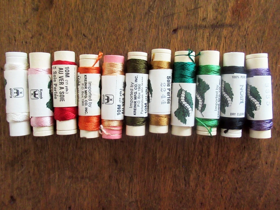 11 spools Au Ver a Soie twisted silk thread SOIE PERLEE French 10 meters each - Image 1 of 3