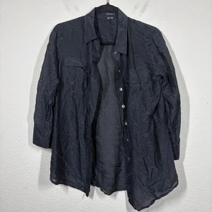 Theory Damen Medium Hemdbluse mit Knopfleiste schwarz Baumwolle Seidenmischung 3/4 Ärmel - Bild 1 von 8