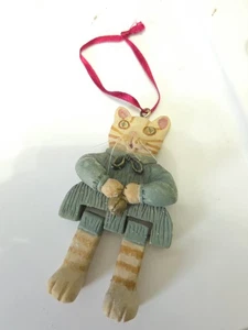 Kurt S Adler Gelenkbeine Katze Ornament Orange Tabby Streifen Glocke Glitzer 3,5" - Bild 1 von 5