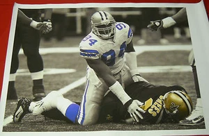 DEMARCUS WARE DALLAS COWBOYS HUGE 28 X 38 FILTERED CANVAS SACKING DREW BREES - Picture 1 of 2