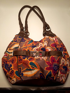Vintage Rosetti Faux Leather Floral Fabric Hobo Bag Brown Blue Burgundy Green et