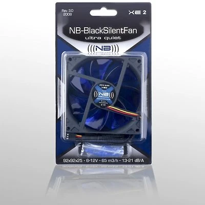 NoiseBlocker NB-BlackSilentFan Ultra Quiet XE2 92x92x25 12Vdc Computer Case Fan - Image 1 of 2