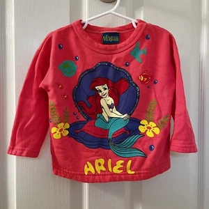 Vintage Disney The Little Mermaid Ariel Sweatshirt Pink Sequins USA Girls SZ 2T - Picture 1 of 15