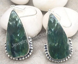 Natürliche Seraphinit Ohrringe Sterling Silber Ohrringe Handarbeit Schmuck B315 - Bild 1 von 5